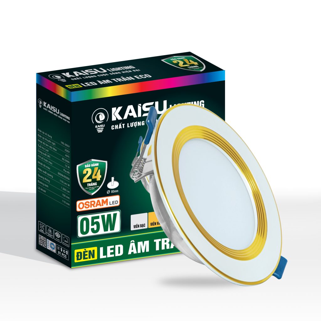 Âm trần Eco viền vàng ba màu công suất 5W