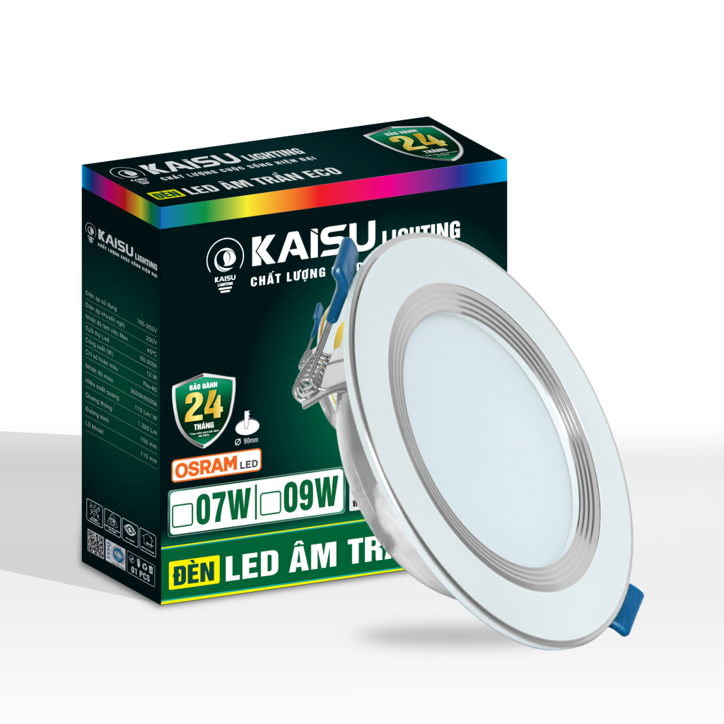 Âm trần Eco viền bạc ba màu công suất 7W