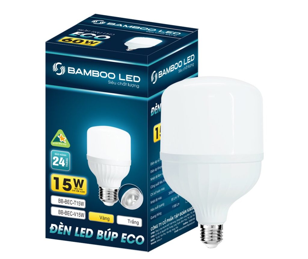 Bulb nhôm nhựa Eco – Bamboo – Ánh sáng trắng công suất 15W